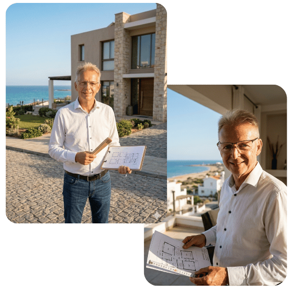 Gerhard Hehtke bei der Bauprüfung auf Zypern